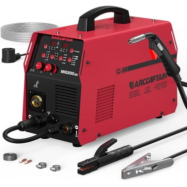 ARCCAPTAIN Soudeur MIG 6 en 1, Machine de Soudage 200A Multiprocessus 110V/220V, Soudeur MIG/gaz MIG/levée TIG/bâton/bobine MIG/Spot avec Synergie