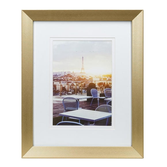 Hometrends Knurl 5x7in Brushed Brass Photo Frame, Decorative Tabletop and Wall Picture Frame