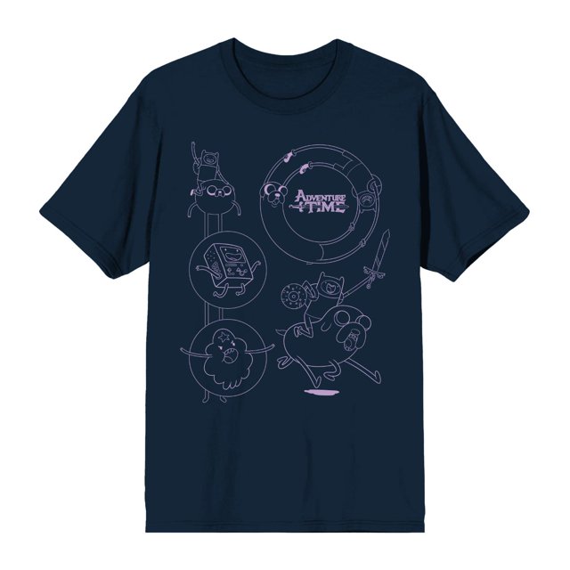 T-Shirt Bleu Marine Adventure Time Group Action Shot