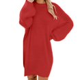 thumbnail image 1 of Dvkptbk Robes pour Femmes 2023 Décontractées à Col Rond Amples en Peluche Robes Mode à Manches Longues Mi-Mollet Midi Longues avec Rouge, 1 of 6