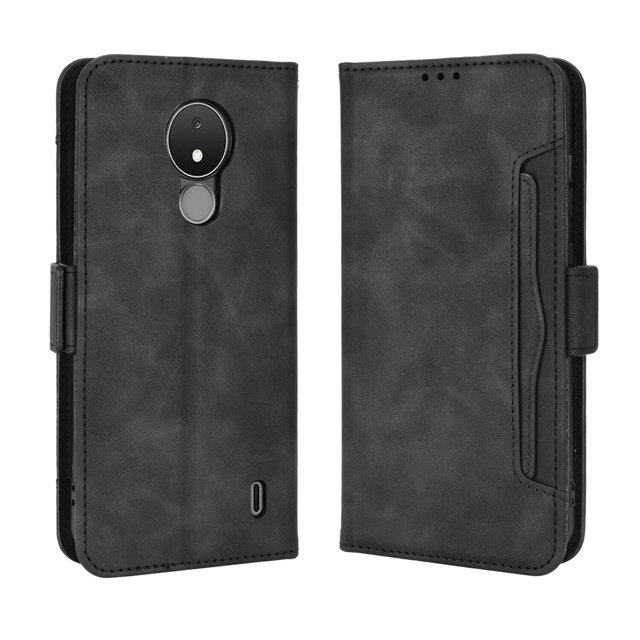 Case for Nokia C21 Cover Adjustable Detachable Card Holder Magnetic closure Leather Wallet Case - Black