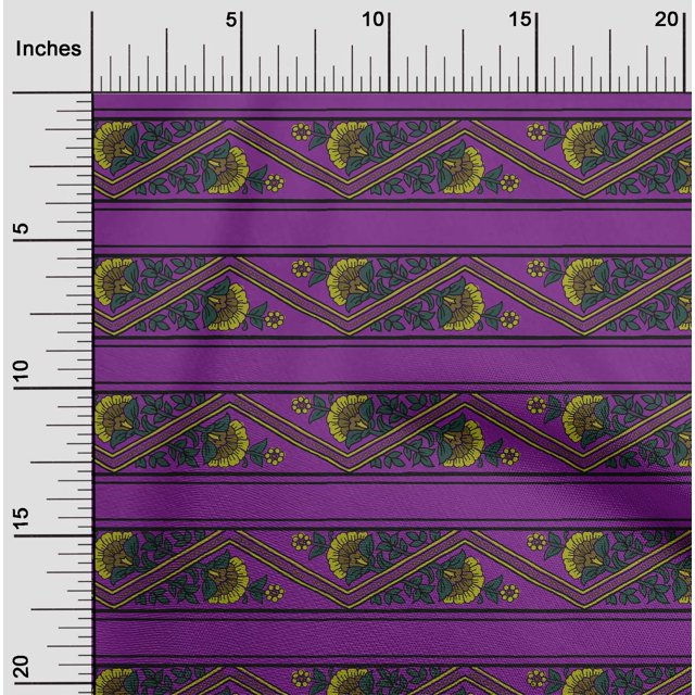 oneOone Polyester Lycra Fabric Stripe|Chevron & Floral Block Printed Craft Fabric BTY 56 Inch Wide