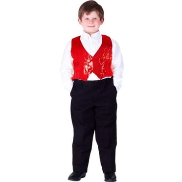 Dress Up America 747-XL Gilet Rouge à Paillettes pour Enfants, Très Grand - 14 à 16 Ans