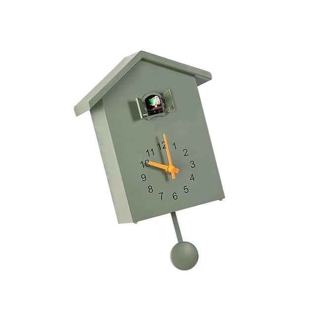 tredstone Cuckoo Telling Time Silent 2-arm Sweeping Wall Clock Bedside Clock Green 15x9x25cm