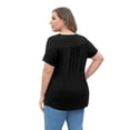 thumbnail image 3 of FOLUNSI Women's Plus Size Summer Tops Short Sleeve Lace Pleated Blouses Tunic Tops M-4XL, 3 of 6