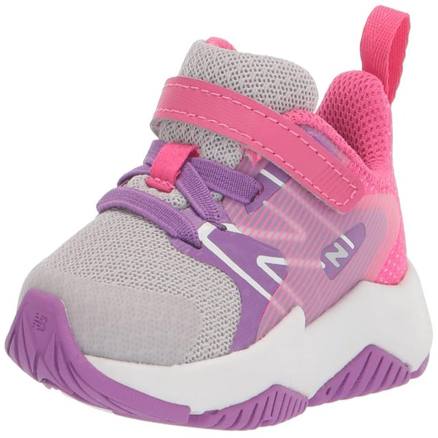 New Balance Kid's Rave Run V2 Hook & Loop Running Shoe Summer Fog/Mystic Purple/Hi-pink 3 Little Kid