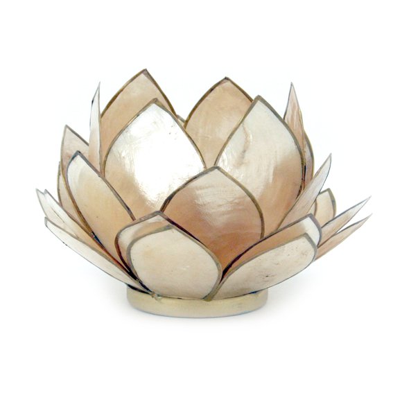 Smoke Brown Capiz Shell Opening Lotus Flower Bulb Tealight Candle Holder