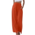 thumbnail image 1 of FAIWAD Women's Summer Linen Wide Leg Pants Drawstring High Waist Palazzo Flowy Beach Trousers with Pockets, 1 of 6