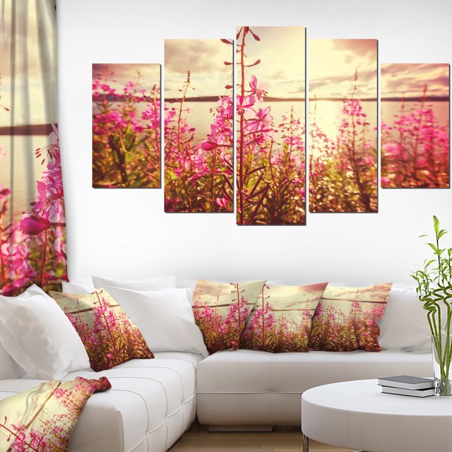 Prairie avec Fleurs Violettes Alaska - Impression sur Toile d'Art Floral