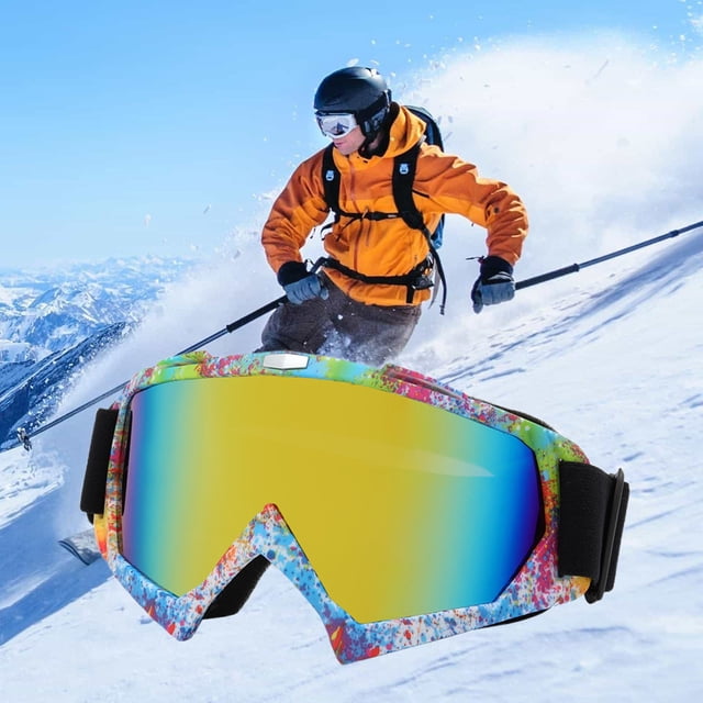 YIMWNYI Outdoor Windproof Ski Goggles, Panoramic Lens, Anti-Fog Eye Protection, Advanced Ventilation System, Snow Sports Sunglasses, Durable Scratch-Resistant Ski Eyewear