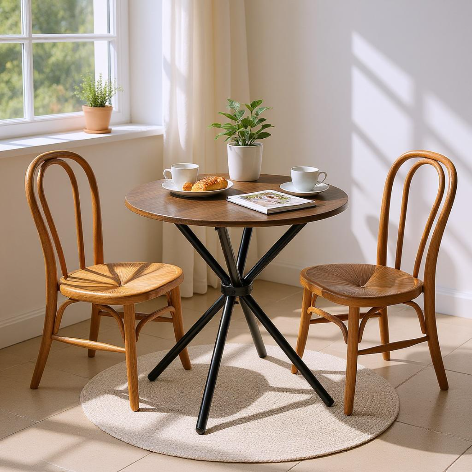Table de Salle à Manger Ronde Homy Casa, Table de Cuisine Moderne en Bois de 31,5 po avec Pieds en Métal