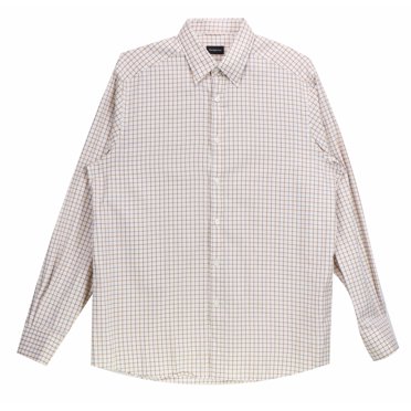 Ermenegildo Zegna Men's Off White / Light Brown Maroon Windowpane Check Dress Shirt - XL
