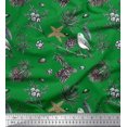 thumbnail image 1 of Soimoi Green polyester Georgette Fabric Floral, & American Robin Bird Print Fabric by The Yard 52 Inch Wide, 1 of 3