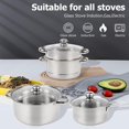 thumbnail image 3 of Ensemble de Casseroles en Acier Inoxydable 7 Pcs, Casseroles et Poêles, Comprenant Casserole, Marmite, Marmite, Casserole à Soupe et Couvercle en Verre Respirant, Compatible avec Toutes les Cuisinières, Lave-Vaisselle et Four, 3 of 7