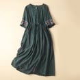 thumbnail image 2 of Sentmoon Robe de Plage pour Femme à Col Rond, Manches Courtes, Grande Taille, Robe de Fête, Broderie, Coupe Décontractée, à Lacets, Robe d'Été en Lin, Incontournables de Plage Mode pour Tenue Décontractée et Tous les Jours, Vert, TTG, 2 of 8