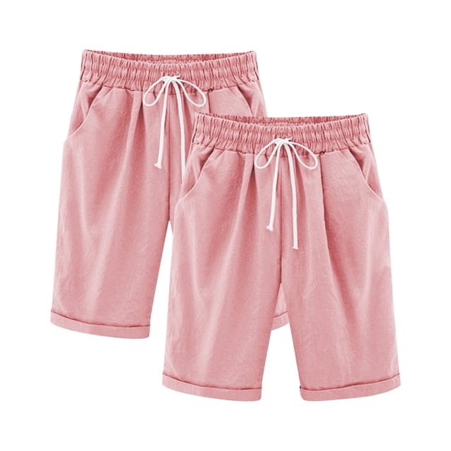 Five Quarter Pants for Kids with Elastic Waistband and Side Pockets, Cotton-Polyester Blend, Black, Size 110 (3-13 Years)