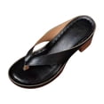 thumbnail image 2 of Heel Sandals for Women Flip Flops Slide Block Chunky Heel Soft Sole Beach Summer Backless Pumps Black, 2 of 6