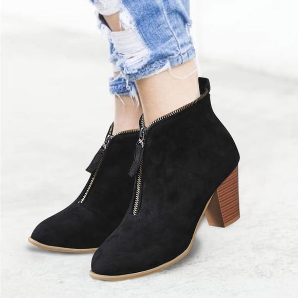 EGNMCR Bottines pour Femmes Femmes Dames Chaussures Mode Cheville Unies Léopard Fermeture Éclair Bottillon Bottines Courtes