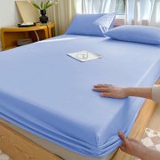 Double Bed Fitted Sheet with Deep Pocket Non-Slip Mattress Protector All-Inclusive Cover Stays in Place Ultra Soft Polyester Fabric for Comfortable Sleep Fits Mattress Up to 15 Inches