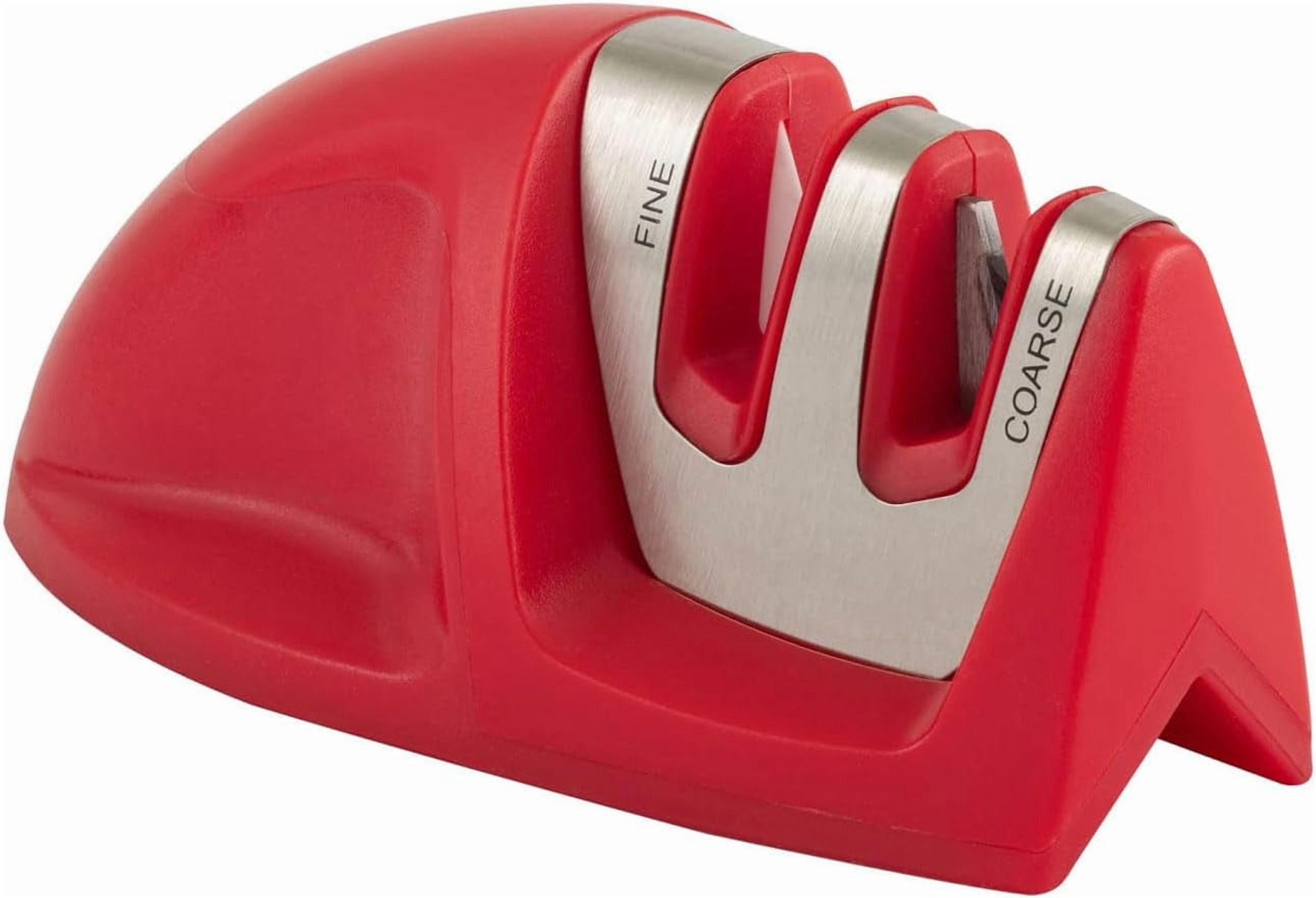 The Kitchen Knife Sharpener is Equipped with Sharp Straight Serrated Scissors Blades, and The Auxiliary Knife Helps to Repair and Restore The Blades, Making Them sharper and More Useful (red)