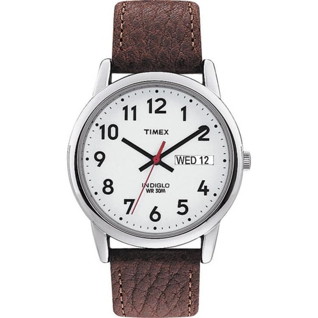 Timex® Easy Reader® Basic Brown Leather Strap Men's Analog Watch