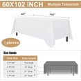 thumbnail image 5 of 2 Pack White Tablecloth 60 x 102 Inch, Rectangle 6 Feet Table Cloth - Stain and Wrinkle Resistant Washable Polyester Table Cover for Dining Tables, Buffet Parties and Camping, 5 of 5