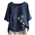 thumbnail image 2 of DPTALR Women Casual Button Floral Print Short Sleeve T-Short Blouse Tops, 2 of 4
