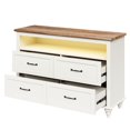 thumbnail image 4 of WAMPAT LED TV Stand for 32/43/50 Inch Flat Screen, Farmhouse Entertainment Center with 4 Storage Drawers and 1 Open Shelf, Wood Media Console Table with Yellow Lights Strip for Bedroom, 47.2", 4 of 7