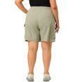 thumbnail image 3 of Unique Bargains Women's Plus Size Drawstring Elastic Waist Straight Leg Cargo Shorts, 3 of 6