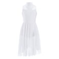 thumbnail image 4 of Miaeowve Robe de Danse Ballet Latin pour Filles Enfants Justaucorps Sans Manches à Strass Dos Ajouré Combinaison Salopette Tenue de Danse Décontractée Blanc 10, 4 of 7