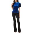 thumbnail image 2 of INSPIRE CHIC Chemise à Col à Volants pour Femmes, Manches Courtes, Hauts en Velours, Blouse TP Bleu Royal, 2 of 6