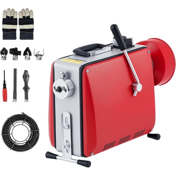YUSAZENS Machine de Nettoyage de Drain de Tuyaux en Acier au Carbone - Tarière Électrique Portable pour Drain - Outil de Plomberie Professionnel pour Élimination des Obstructions sur Toilette - Évier et Plancher