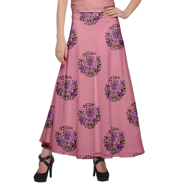 Moomaya Jupe Longue Imprimée pour Femmes Jupe Portefeuille Longue Filles Tenue Décontractée Vêtements