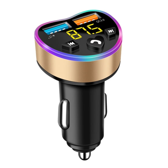 EGNMCR USB Car Adapter Wireless Bluetooth Kit QC3.0 Fast USB Charger Hands- FM Bluetooth Transmitter Smart Watch