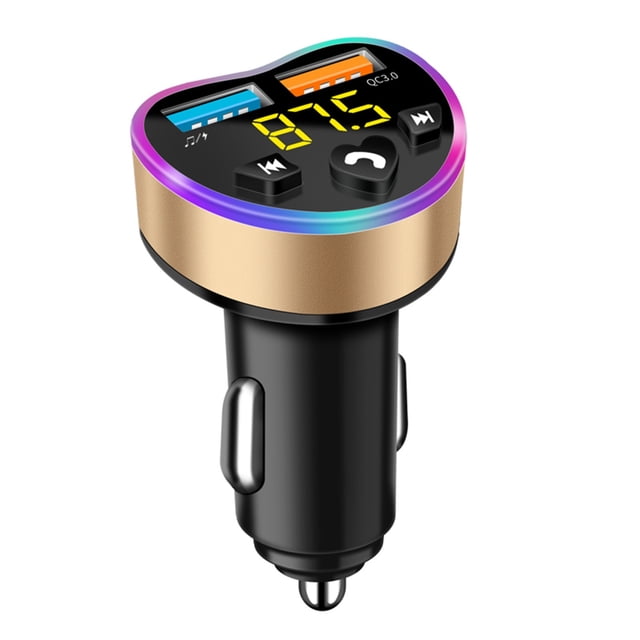 EGNMCR USB Car Adapter Wireless Bluetooth Kit QC3.0 Fast USB Charger Hands- FM Bluetooth Transmitter Smart Watch
