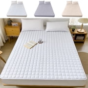 pstuiky Mattress Pad Non-Slip Waterproof Quilted Cover 150X200Cm Double Bed Size All Seasons Soft Cushion Fitted Sheet Protector for Mattress Topper & Bed Frame