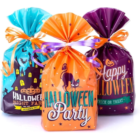 Lot de 150 Sacs Bonbons Halloween Trick Or Treat Pochette Sachet Chocolat Biscuit Sacs de Cadeaux