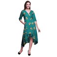 thumbnail image 1 of Bimba Robe Droite Asymétrique en Coton Verte à Papillons et Papillons Imprimés pour Femmes avec Poches, Décontractée, Mi-Longue - Grand, 1 of 4