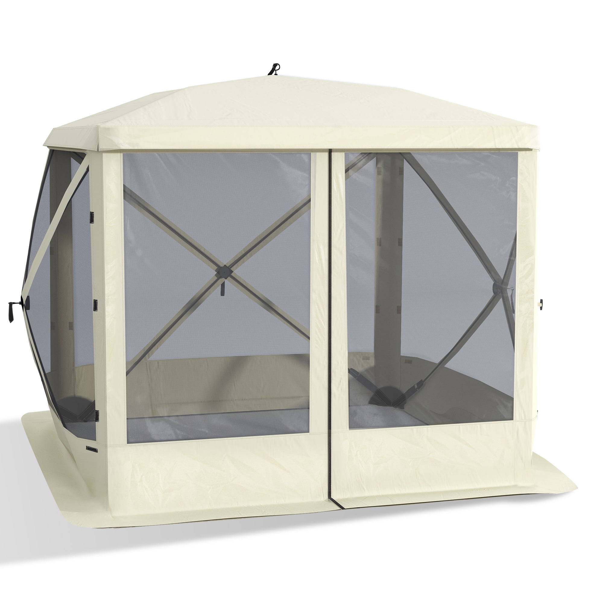 Outsunny Pop-Up Screen House Gazebo Camping Instant Setup Tent, Beige