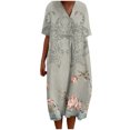 thumbnail image 1 of TJAZFJPA Robe Charleston Mode Femme Été Style Plage Imprimée Col en V Manches 5/4 Robe Décontractée (1) Robes en Cuir pour Femmes Robes d'Hiver, 1 of 5