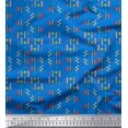 thumbnail image 1 of Soimoi Blue Poly Georgette Fabric Joker Face & Colorful Arrow Decor Fabric Printed Yard 52 Inch Wide, 1 of 3
