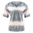 thumbnail image 4 of CEHVOM T-Shirt Dégradé pour Femmes, Col en V, Manches Courtes, Décontracté, 4 of 6