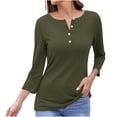thumbnail image 1 of Timegard Tops for Women Long Sleeve Notched V-Neck Button Shirts Solid Color Fall Casual Loose Comfy Tops, 1 of 5