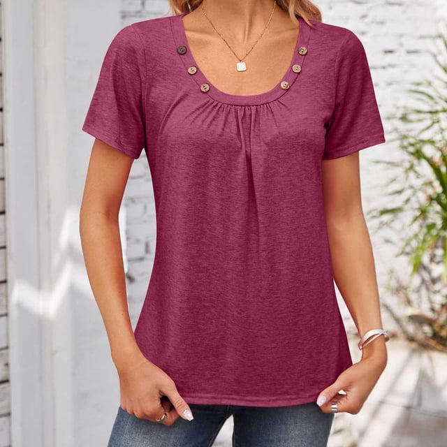 Aqestyerly T-shirt Blouse à Manches 3/4 Imprimé pour Femmes, Col Rond Décontracté Mode Ample pour Femmes