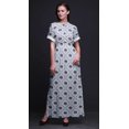 thumbnail image 4 of Bimba Robe Longue Imprimée en Rayonne à Feuilles/fleurs et Losanges Géométriques, Taille Smockée, Fente Latérale, pour Femme - Petit, 4 of 6