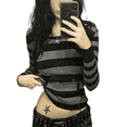 thumbnail image 1 of Chandail Féerique pour Femmes à Manches Longues, Crop Top à Imprimé Vintage, Col Ras du Cou, Blouse Ajustée Esthétique, Tee, Vêtements Grunge, 1 of 6