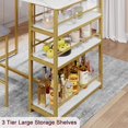 thumbnail image 4 of Bar Stools Set of 2, Kitchen Bar Stools with Footrest, 25.5" Upholstered Bar Chairs with Back, Counter Height Barstools for Counter Bar, Island, Easy Assembly, Grey and Gold Marble White, 4 of 8