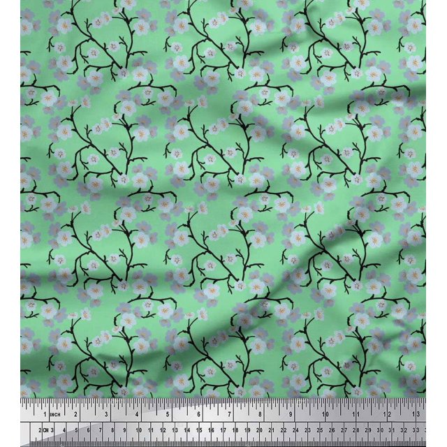 Soimoi Tissu Poly Georgette Imprimé Floral Fleur au Mètre 42 Pouces de Large