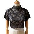 thumbnail image 2 of YAOBAMM Shirt False Collar Half High Collar Short Sleeve Fake Collar See through Solid Color Crochet Flower Pattern Lace Bottoming Top Stylish Clothing Accessories, 2 of 7