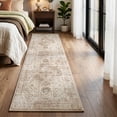 thumbnail image 1 of Exenoray Washable Bohemian Rug, Non-Slip Low Pile Printed Carpet, Faux Cashmere Surface, Coffee Brown 2*10, 1 of 7